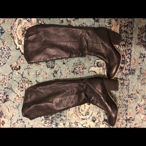 Knee high leather black boots